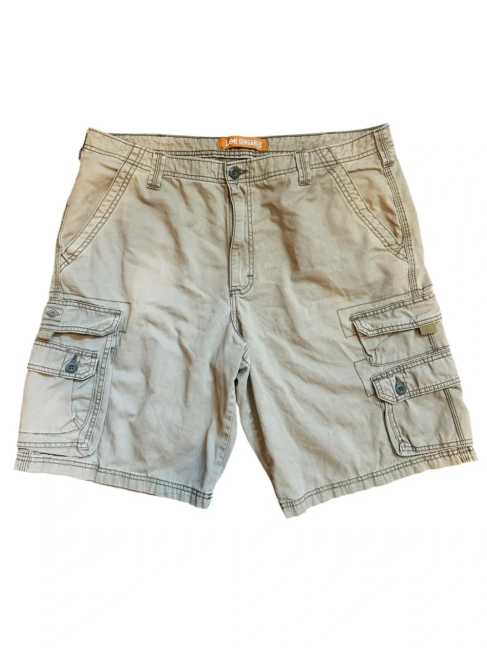 Lee Men's Dungarees Cargo Shorts Khaki Sz 38 10” Inseam Utility Workwear Outdoor